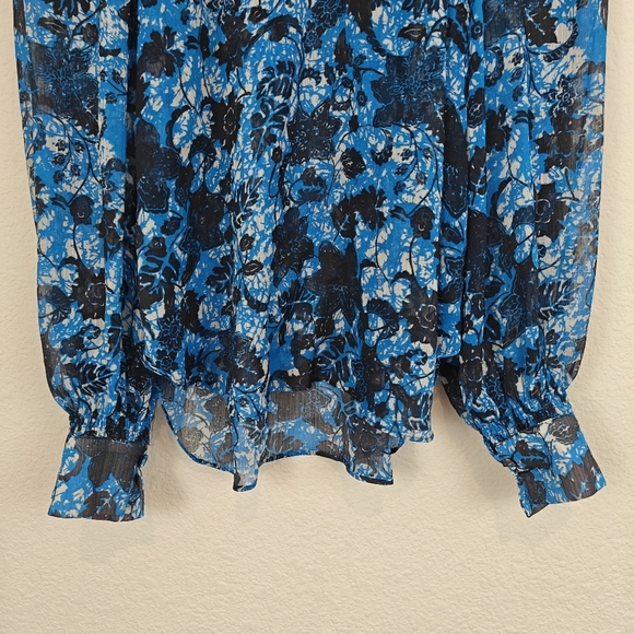 Anthropologie Sheer Printed Peasant Floral Long Sleeve Boho Blouse Size XS - Picture 6 of 15